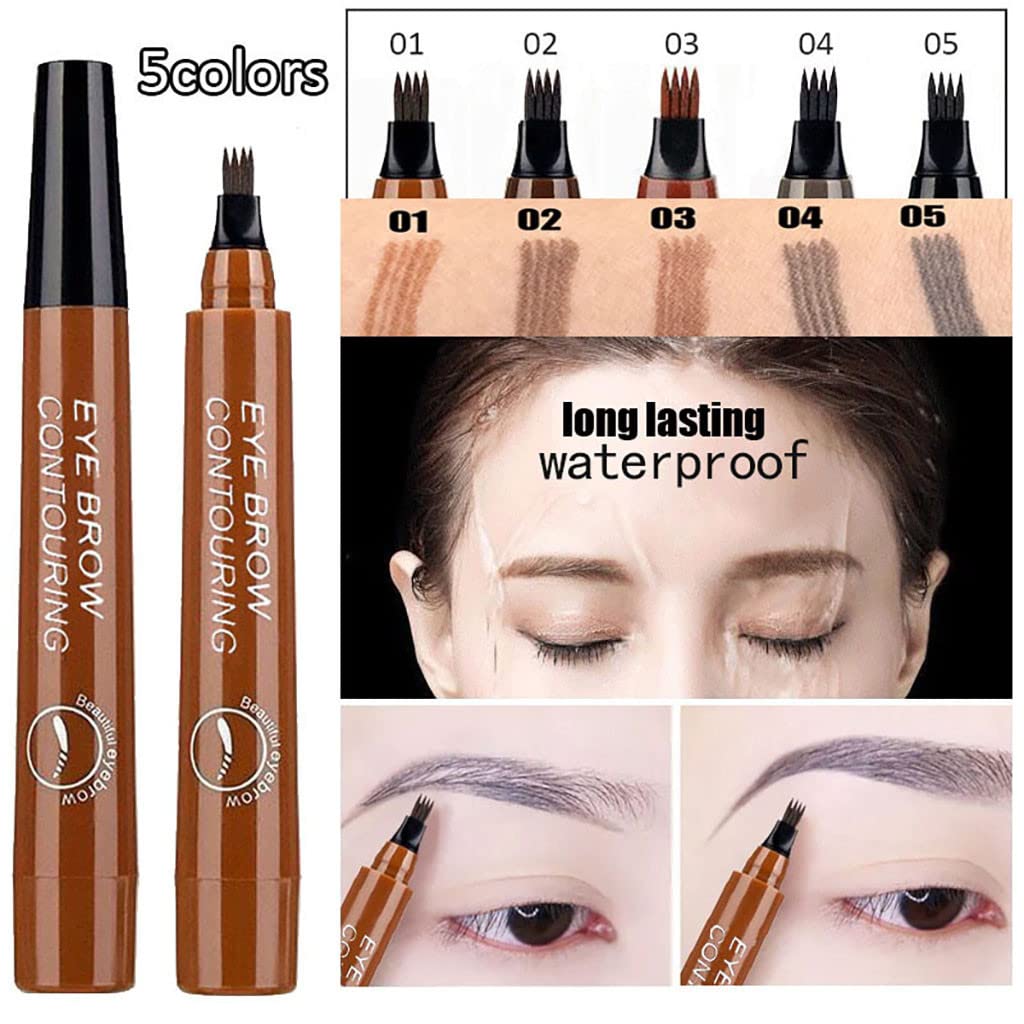 Олівець для брів 4 Points 4 Tipped Liquid Waterproof Long-Lasting Dark Brown + Light Brown, фото №2