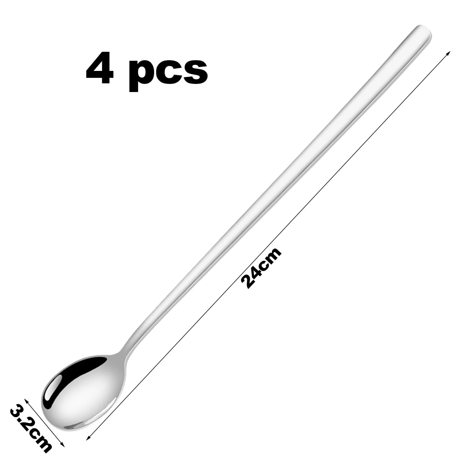 Набір з 4 ложок з довгою ручкою 24 см, нержавіюча сталь, лате макіато, фото №2