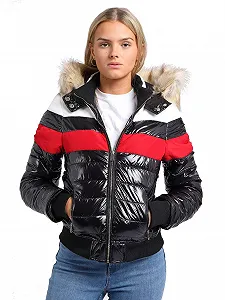 Пуховик SS7 Жіночий Блискучий з штучним хутром - Фото 1