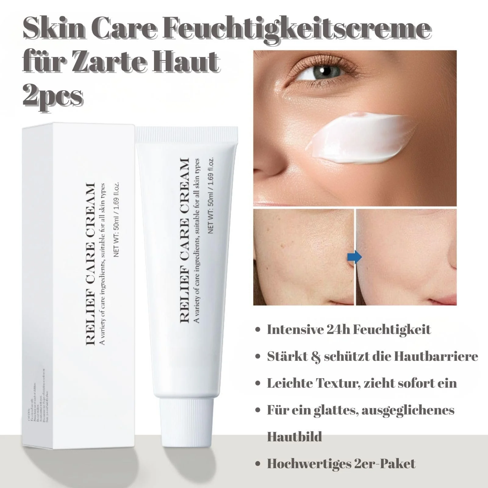 Денний крем 345 Relief Cream зволожуючий заспокійливий омолоджуючий 2 шт., фото №2