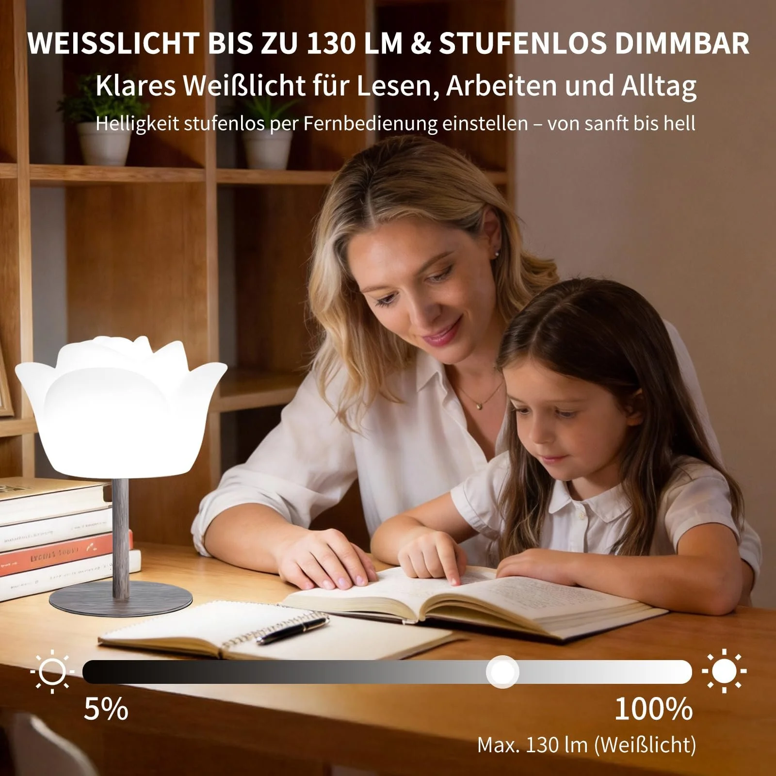 Настільна лампа Flower Design Wireless IP64 RGB 130 лм 4000 mAh 27/41 см White, фото №4