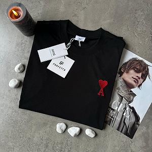 Мужская черная футболка Ami брендовая люксовая ами - Фото 1