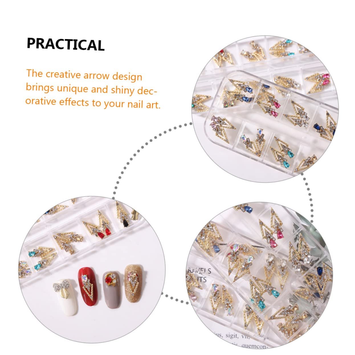 Набор украшений для ногтей 3 шт. Декоративные украшения со стразами для дизайна ногтей 24 шт. x 3, фото №7