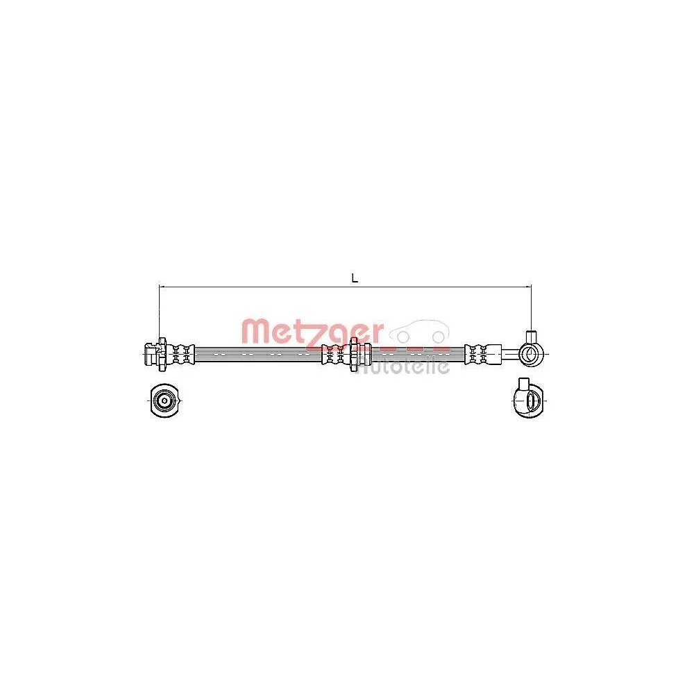 Гальмівний шланг METZGER 4110132 для NISSAN, передній міст справа, фото №1