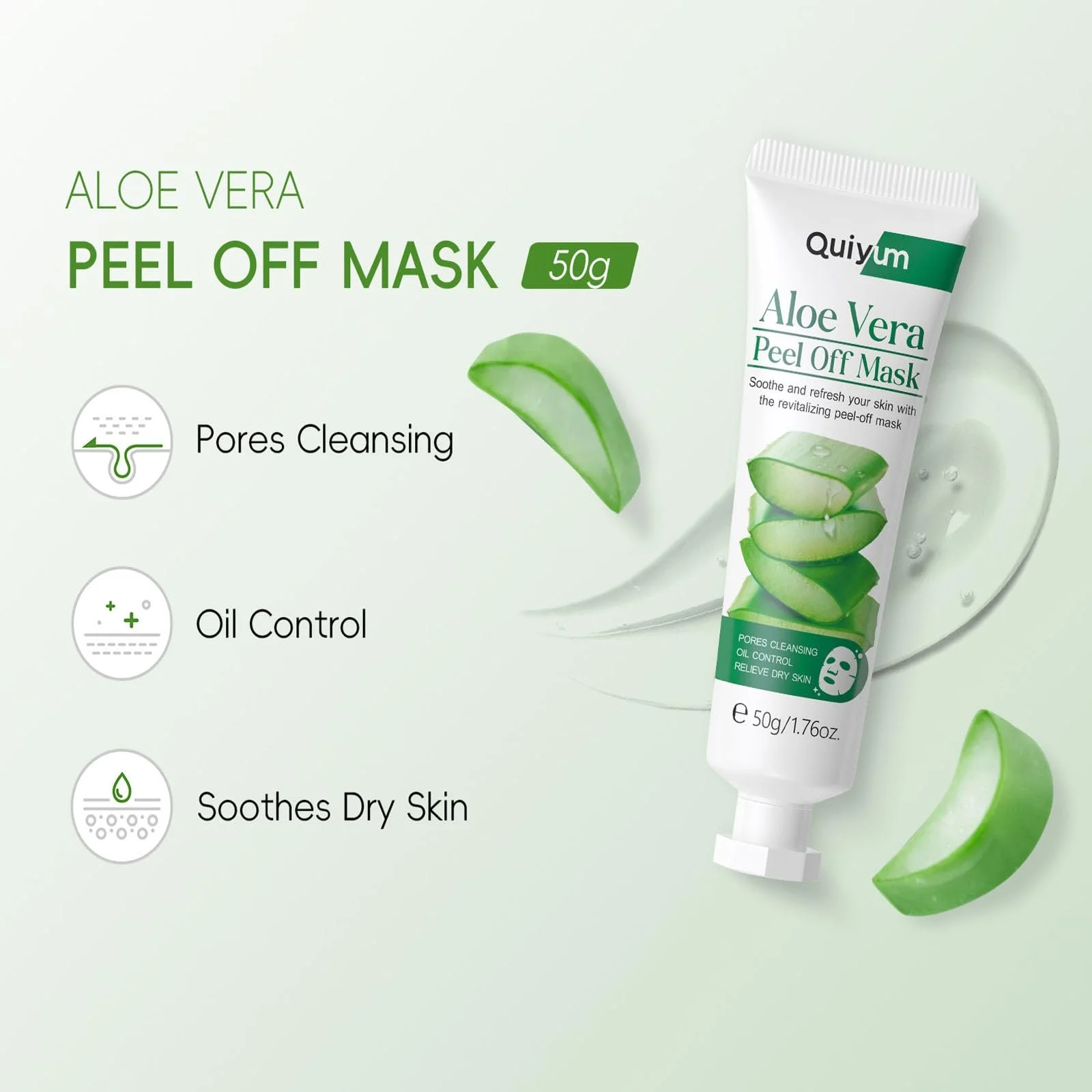 Маска для обличчя Aloe Vera BSMKCL, заспокійлива гелева, фото №6