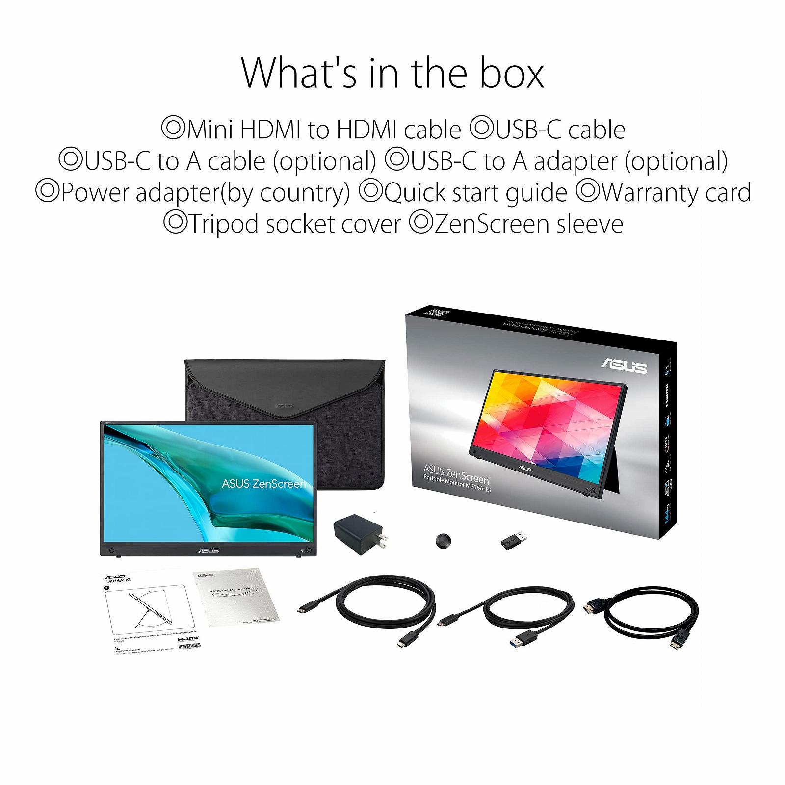 Монітор ASUS ZenScreen MB16AHG 15.6 дюйма Портативний USB Full HD Тип-C Mini HDMI Автоматичне обертання Підставка Тринога IPS 144Гц FreeSync Premium 16:9 Антибліковий, фото №7