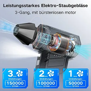 Електричний очищувач стисненим повітрям 3 швидкості 150 000 RPM 5 насадок 6000 mAh synthetic.ua - Фото 1