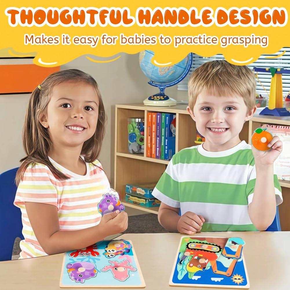 Дерев'яний пазл Puzzle Farm Тварини джунглів від 1 року Різнокольоровий, фото №7