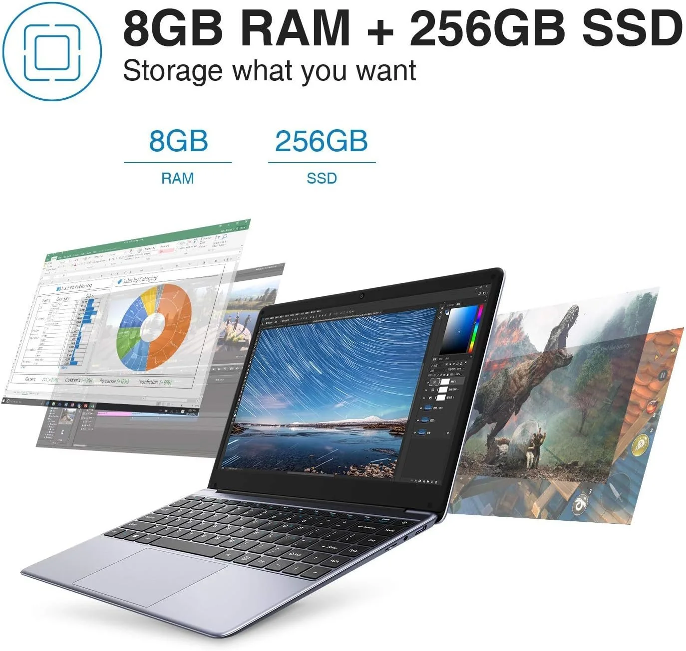 Ноутбук 14.1" CHUWI HeroBook Pro (CWI514) Intel Celeron N4020 RAM 8GB SSD 256GB Windows 11 Home Алюмінієвий корпус (UKR), фото №3