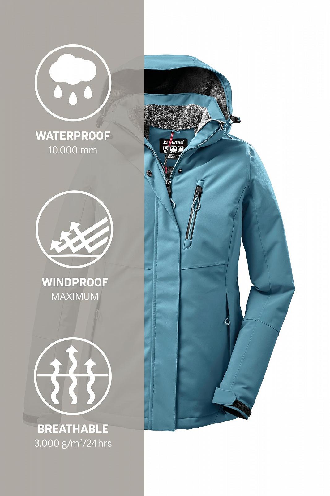 Жіноча куртка Outdoor Killtec KOW 140 WMN, функціональна, зі знімним капюшоном, водонепроникна, вітрозахисна, дихаюча, фото №6