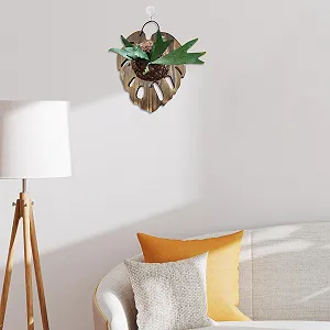 Настінне кашпо perfk із тримачем для папороті дерев'яна рама у формі листка synthetic.ua - Фото 1