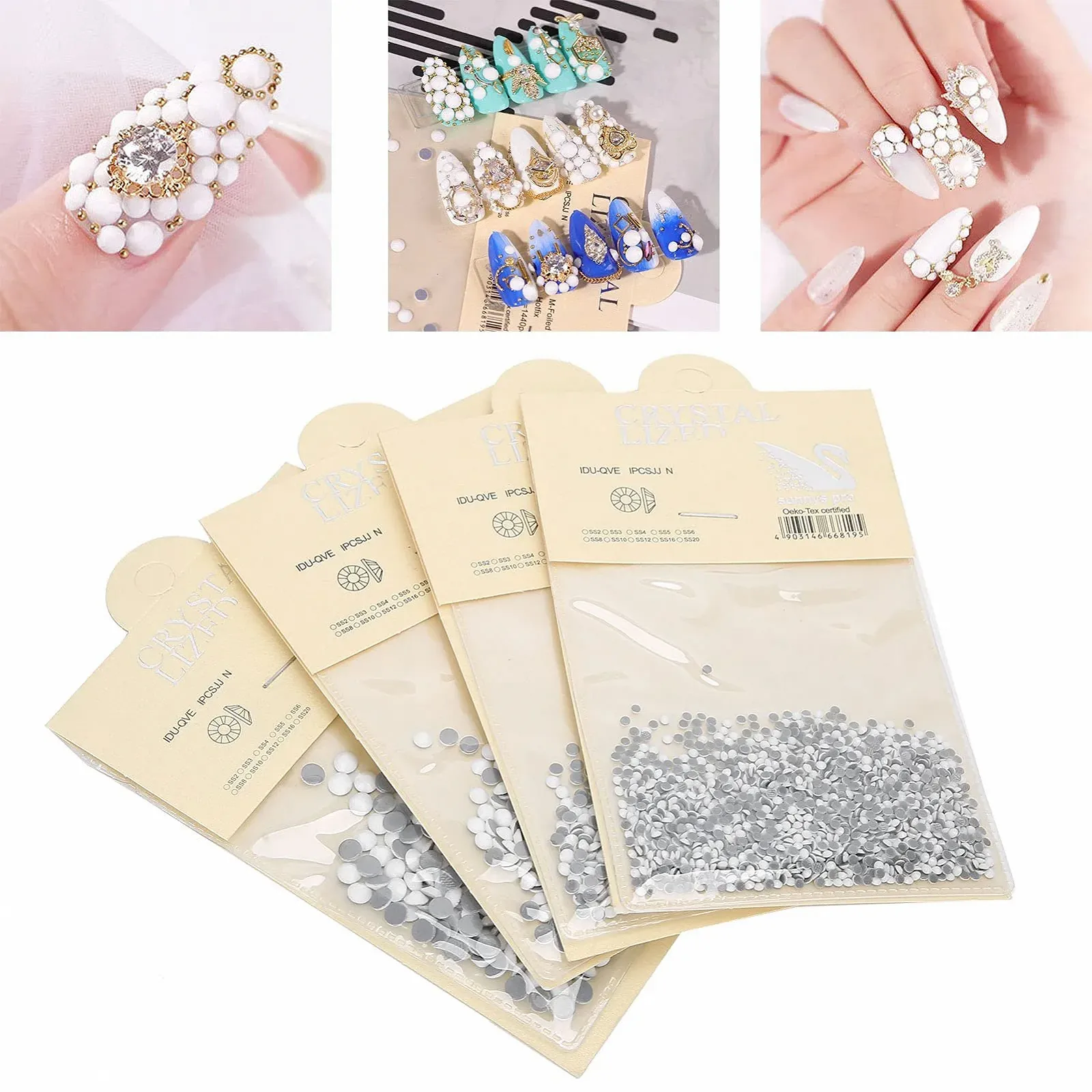 Стрази для нігтів Круглі-перлини 4 пакетики, фото №6