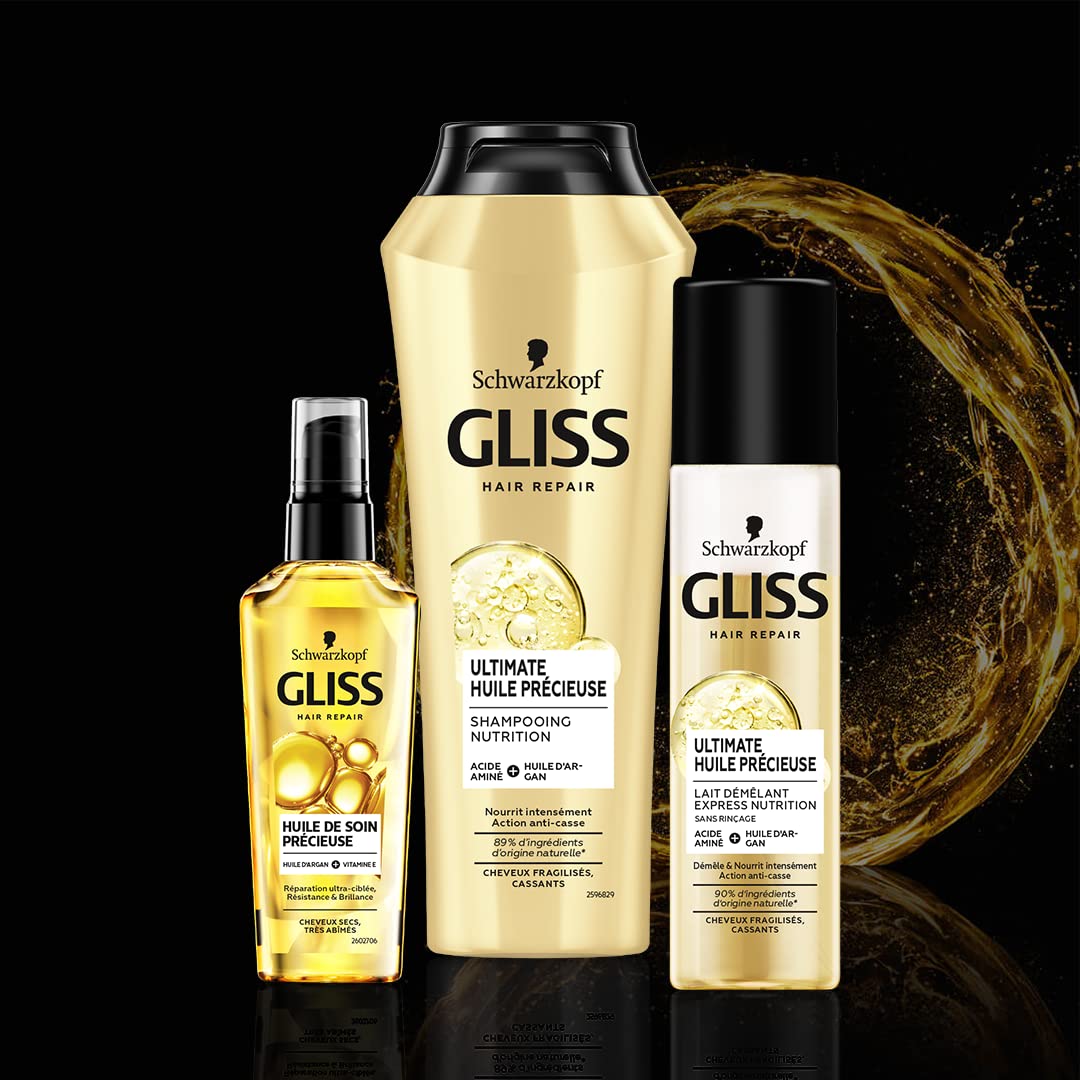 Шампунь Schwarzkopf Gliss Ultimate Oil для сухого/дуже пошкодженого волосся, проти ламкості, 250 мл, фото №4