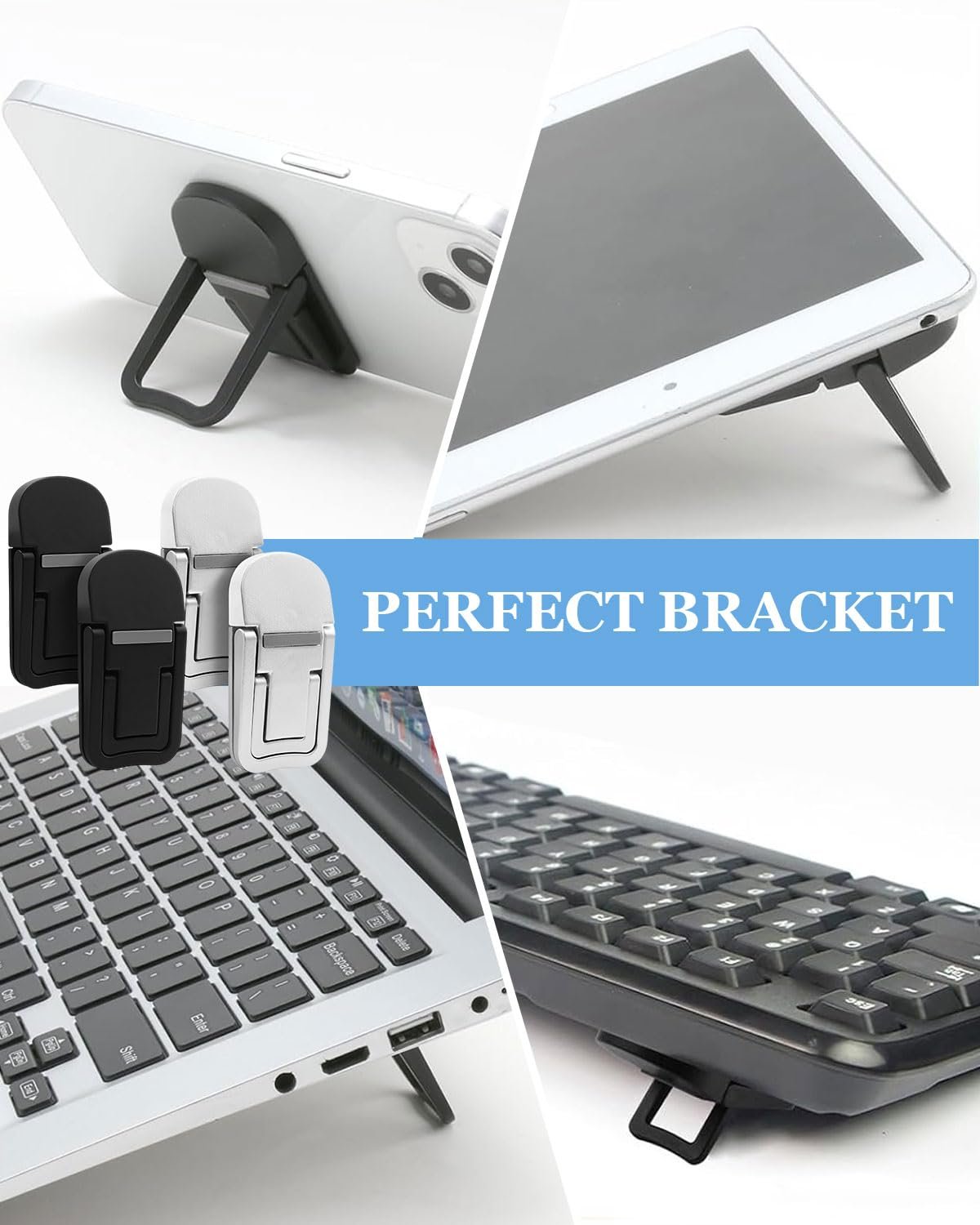 Подставка для ноутбука (4 шт. в упаковке) Invisible, складная, с 2 регулируемыми углами, портативная мини-подставка для клавиатуры, самоклеящаяся, для дома, офиса и путешествий, фото №5