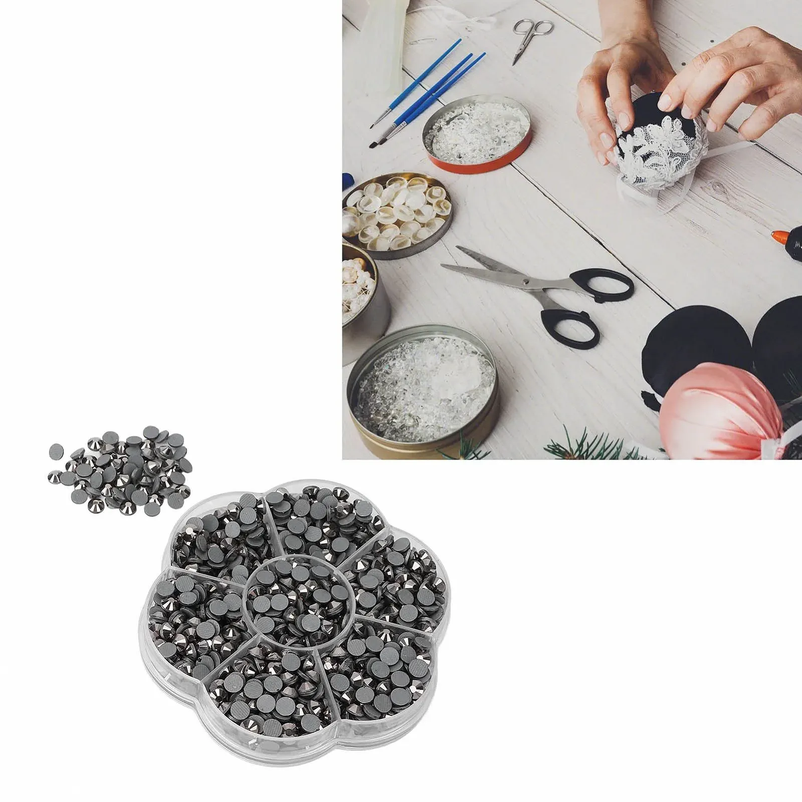 Стрази Скляні Прозорі для декорування Чорний (JM201), фото №5