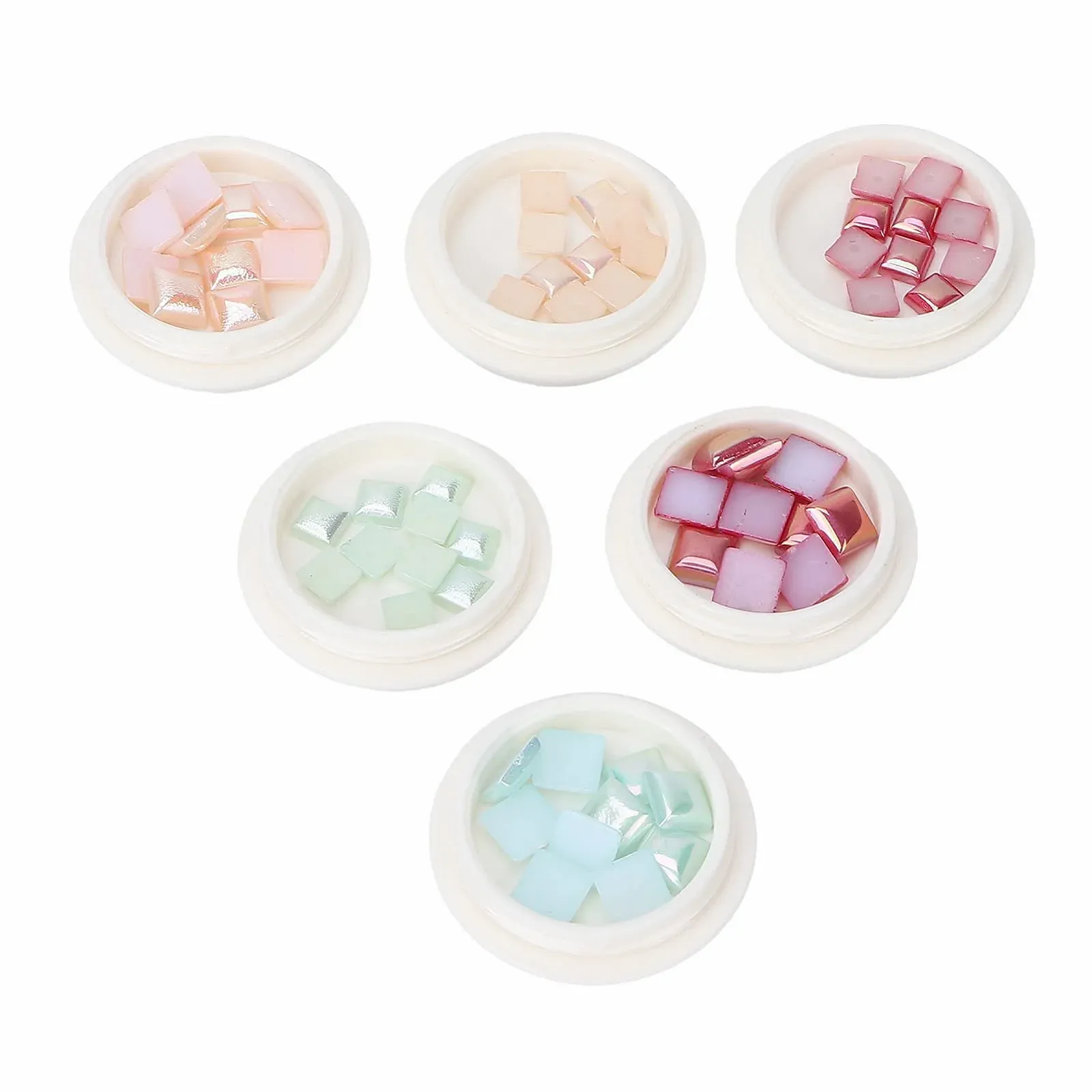 Блестки Квадратные для ногтей, Набор голографических блесток для ногтей, 6 цветов 3D Прямоугольные блестки-хлопья с коробкой, фото №5