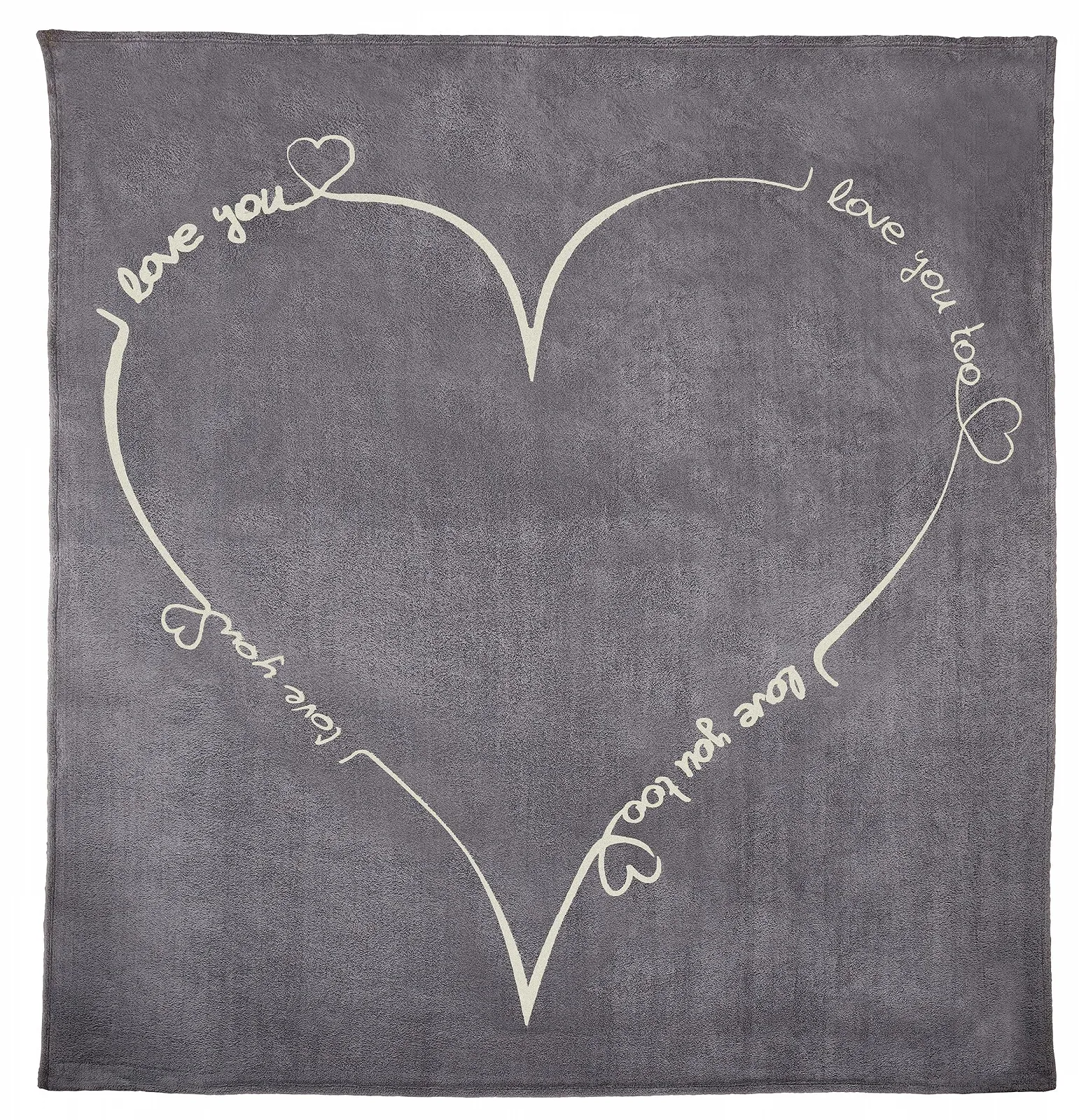 Плед One-home Cuddly Love You Heart Сірий, що світиться у темряві, пухнастий, розмір: 150 x 200 см, фото №3