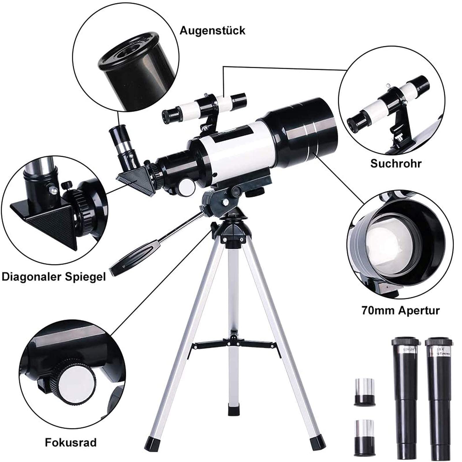 Телескоп ADITAM Telescope 300mm HD Spotting Scope з Bluetooth і Finder Scope, фото №7