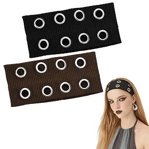 Повязка на голову эластичная с полыми люверсами Широкая - Фото 1