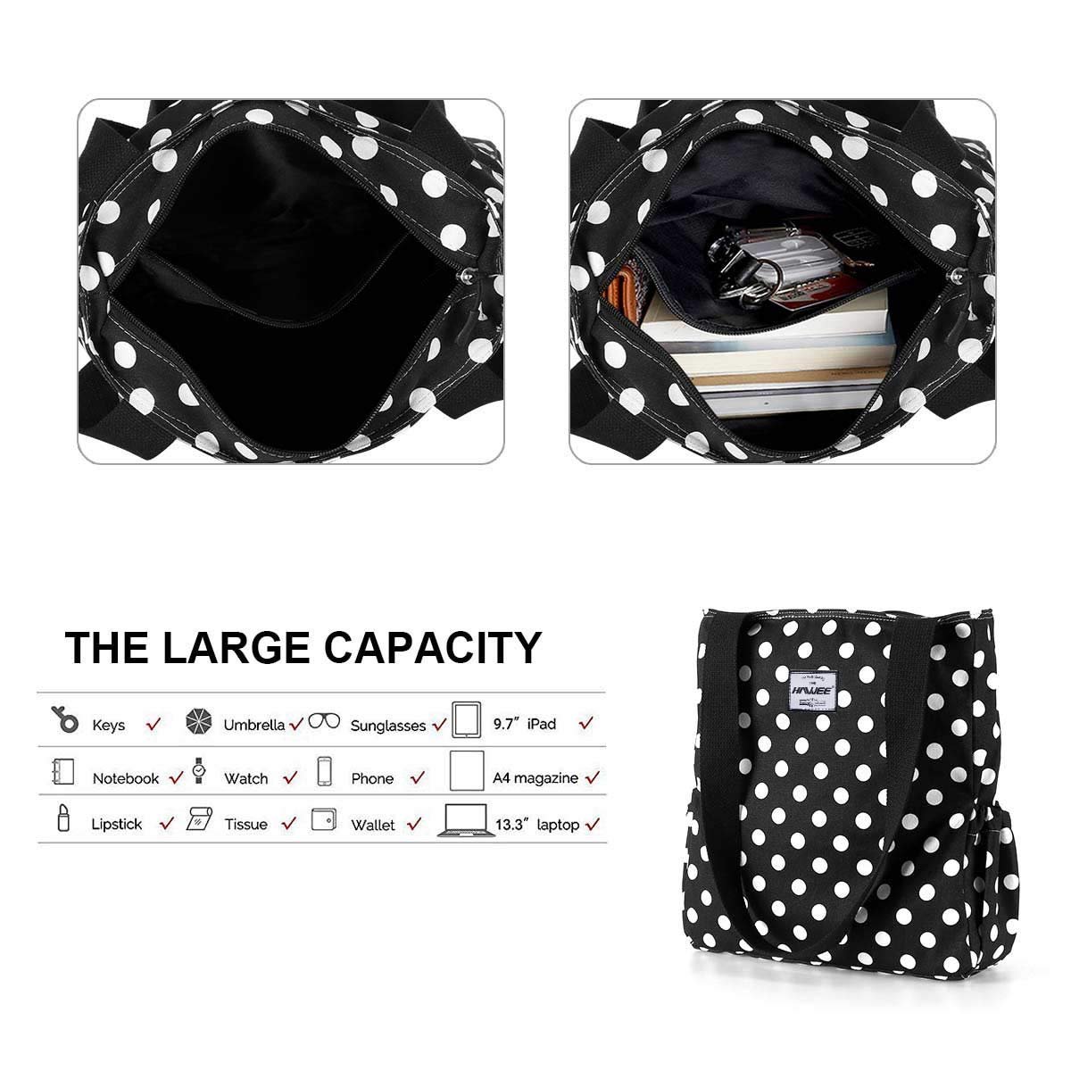 Сумка жіноча Hawee, з блискавкою: повсякденна, велика, водонепроникна для подорожей, роботи, школи, повсякденного життя, спортзалу, пляжу, фото №5 Сумка жіноча Hawee, з блискавкою: повсякденна, велика, водонепроникна для подорожей, роботи, школи, повсякденного життя, спортзалу, пляжу, фото №5