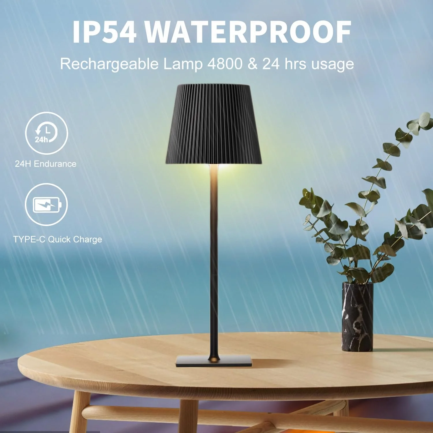 Настільна лампа LED акумуляторна бездротова 4800 mAh 2700 K - 6000 K з регульованою висотою алюмінієва, фото №6