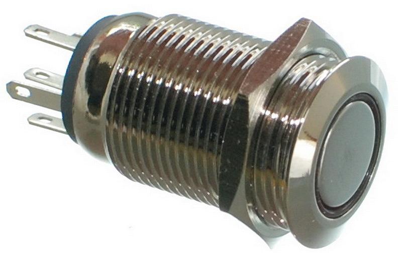 Кнопка антивандальна VJ Parts d18mm стрижка 16mm h27mm 5 контактів індикація, фото №1