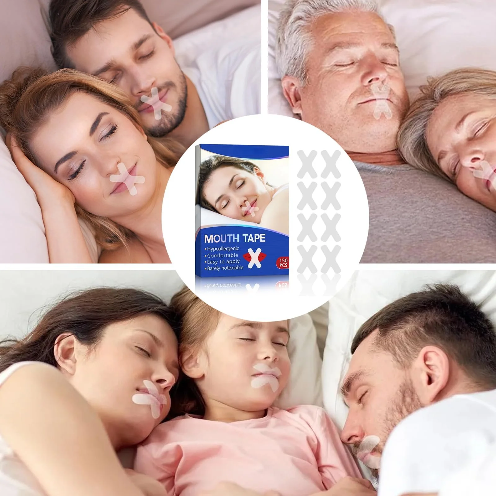Пластирі для рота проти хропіння (X-подібні) 150 штук, фото №3