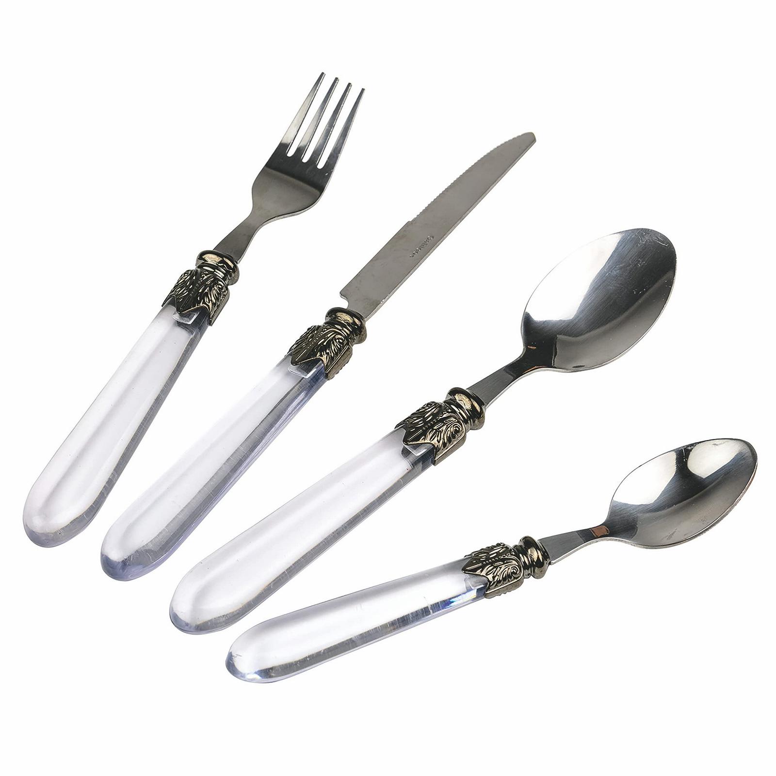 Набор столовых приборов Imperial 24 предмета нержавеющая сталь прозрачные ручки, фото №2 Набор столовых приборов Imperial 24 предмета нержавеющая сталь прозрачные ручки, фото №2