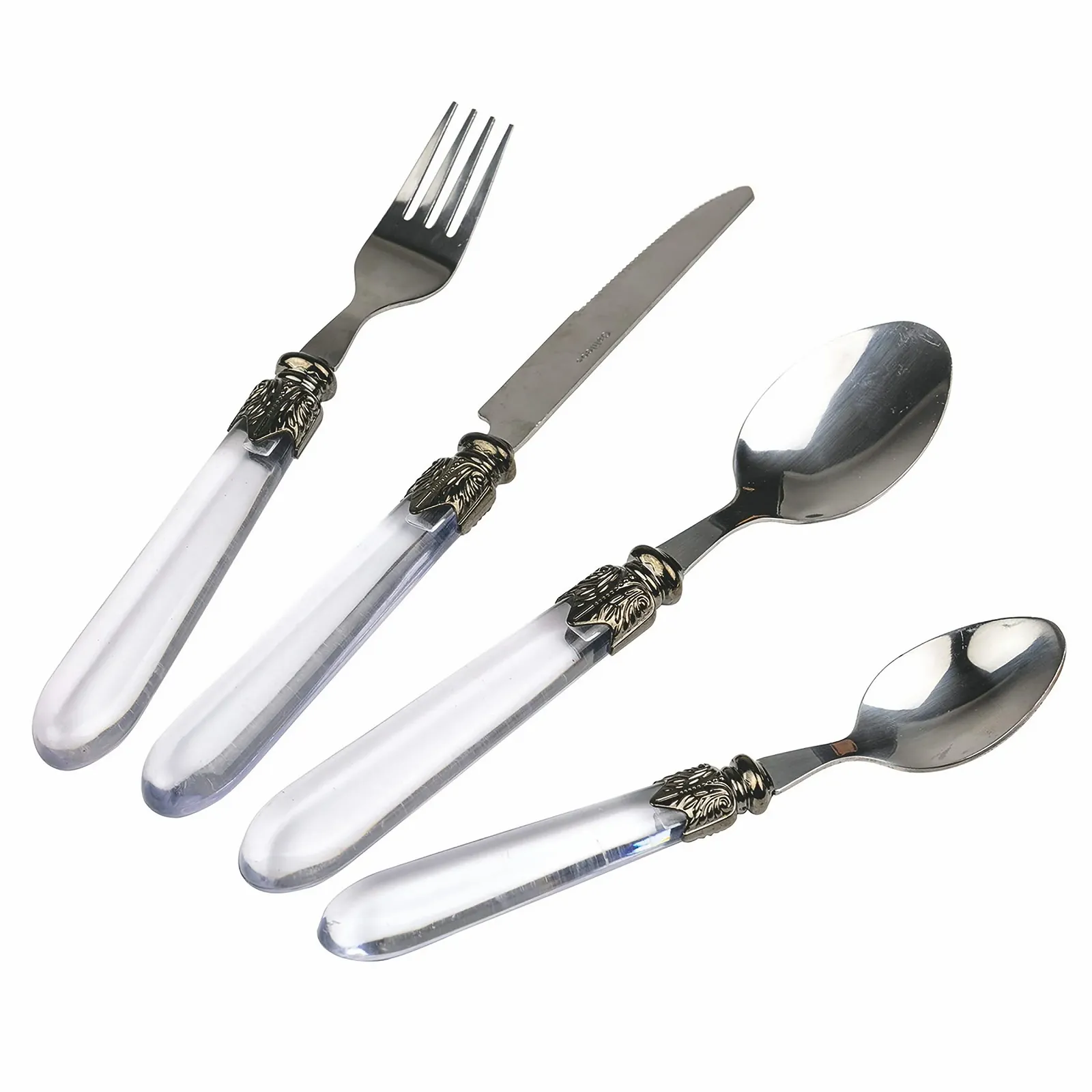 Набір столових приборів Imperial 24 предмети нержавіюча сталь прозорі ручки, фото №2 Набір столових приборів Imperial 24 предмети нержавіюча сталь прозорі ручки, фото №2