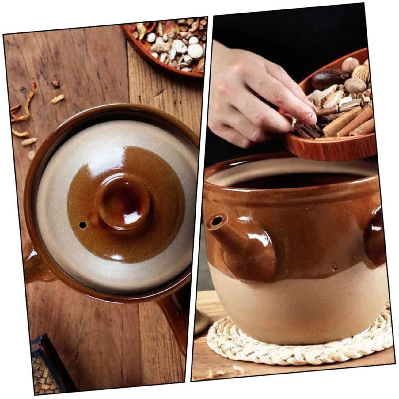 Кастрюля для китайской медицины INOOMP керамическая термостойкая с носиком для газа, фото №4