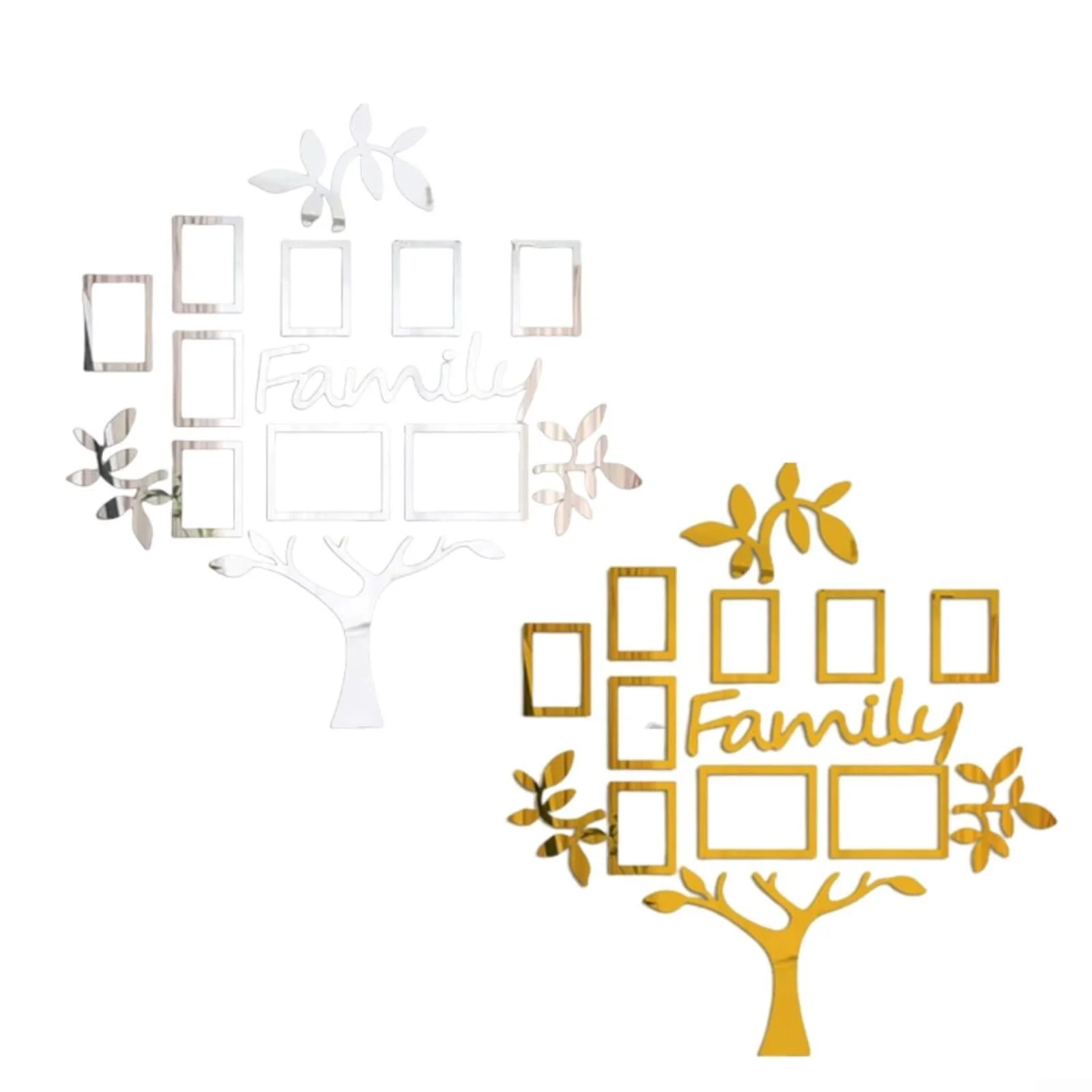 Наклейка на стіну Колаж Сімейне дерево Фоторамки Акрилова 119 x 109 см Срібляста, фото №4