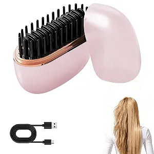 Міні-випрямляч-щітка 2-in-1 Wireless USB Pink - Фото 1