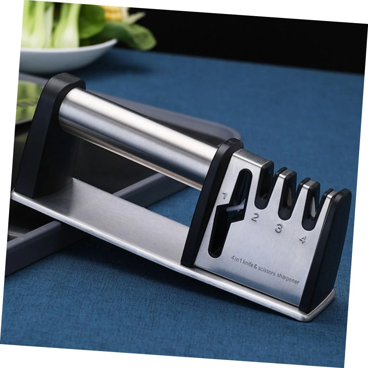 Точилка для ножів Lurrose ручна ергономічна срібляста з нековзною основою, фото №7