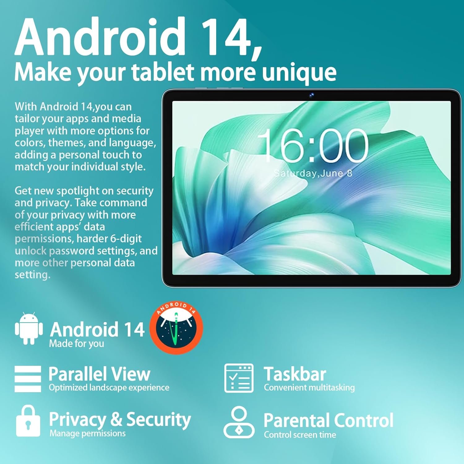 Планшет 10.1" SKYEGG K11 (6+16)/128Gb Android 14 8000 mAh Голубой, фото №2