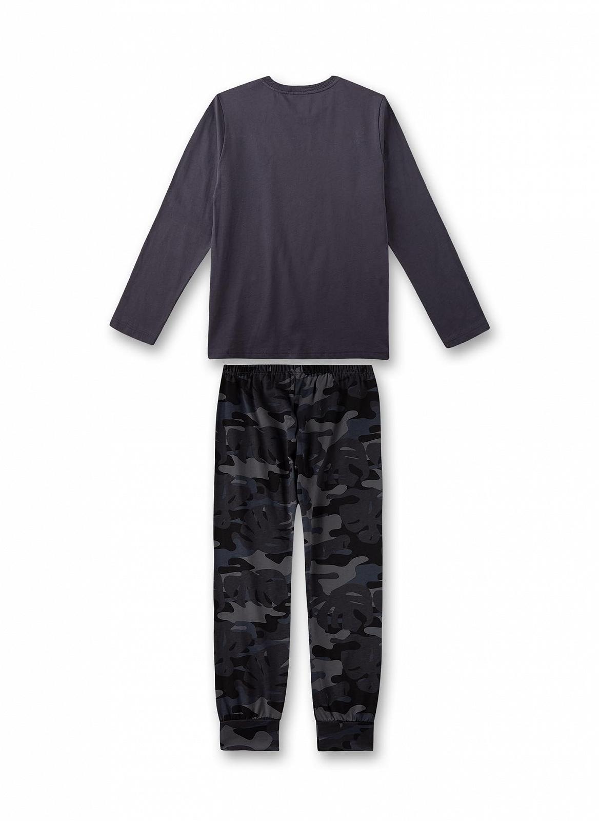 Піжама Sanetta для хлопчиків довга темно-сіра, фото №2