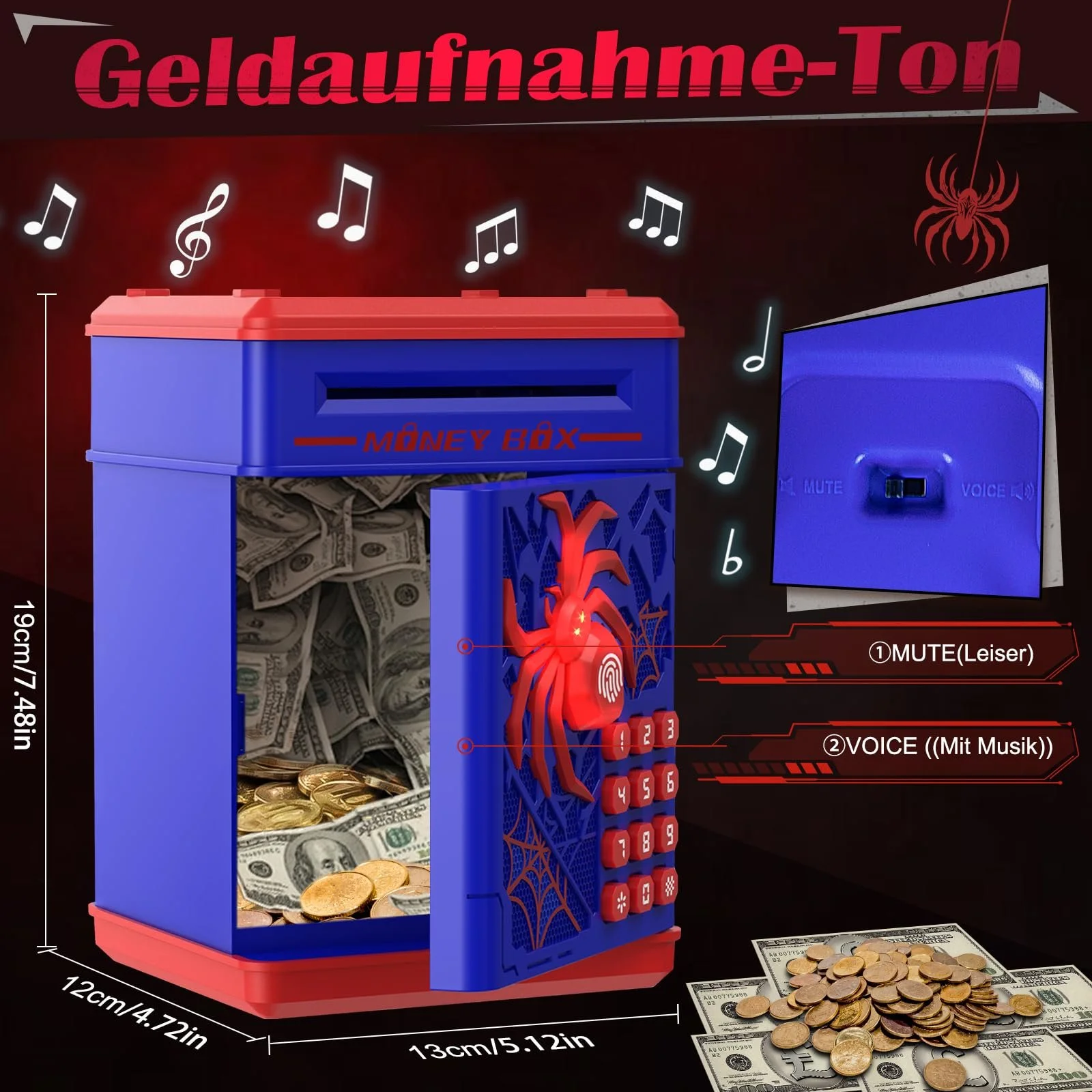 Скарбничка-сейф Spider електронна з кодовим замком та музикою, фото №2