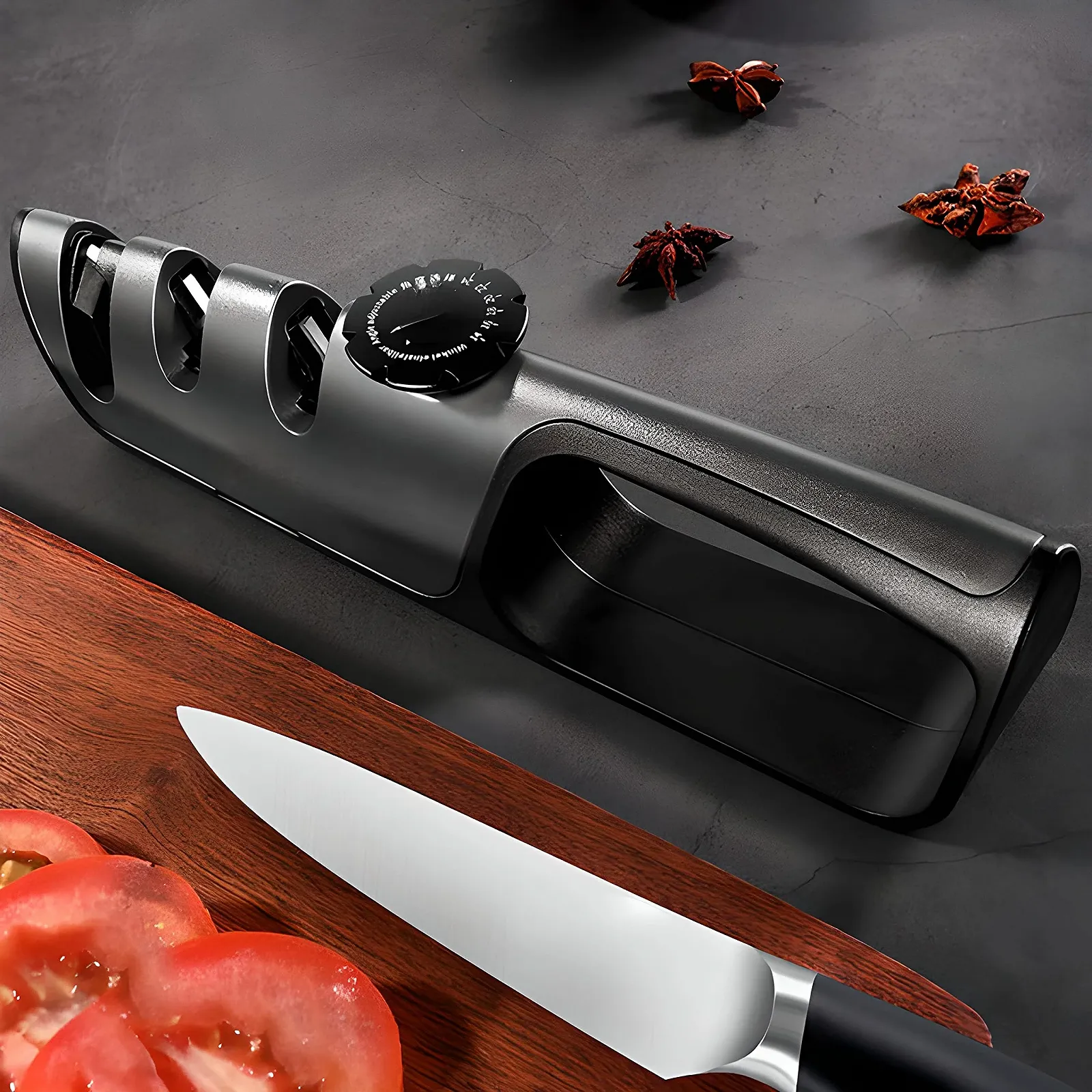 Ручне точило для ножів Retoo 3-ступінчасте для ножиць з регульованим кутом Чорне, фото №5 Ручне точило для ножів Retoo 3-ступінчасте для ножиць з регульованим кутом Чорне, фото №5