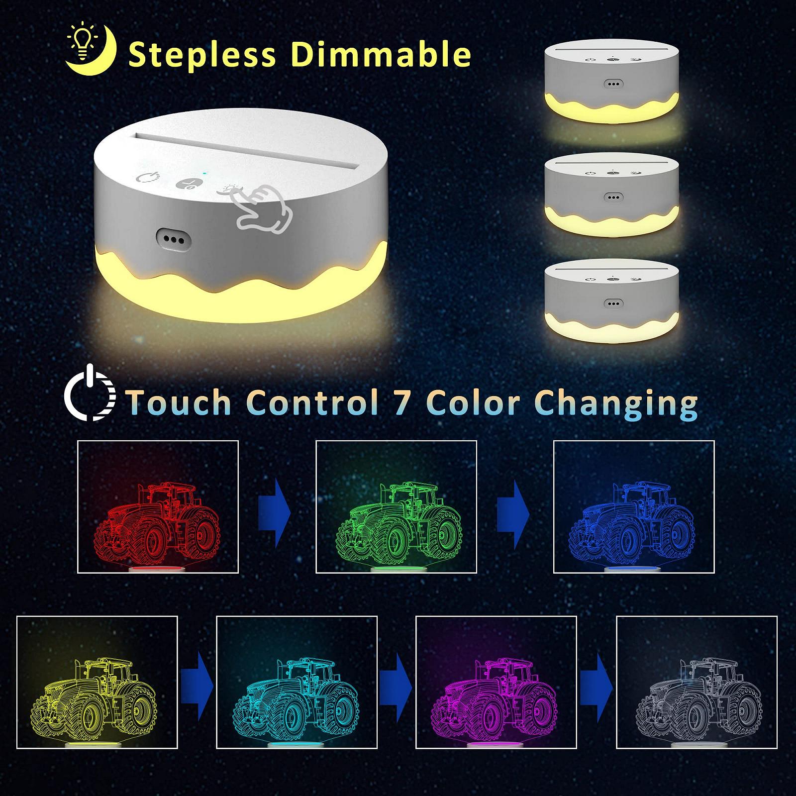 Лампа Attivolife Truck 3D Illusions Tractor 16 Colour Changing Dimmable Hologram Lighting USB Charging, фото №3