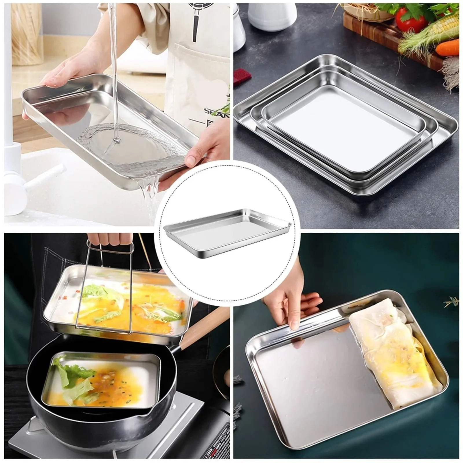 Дека для запікання 2 шт нержавіюча сталь антипригарні з плоскою основою, фото №4