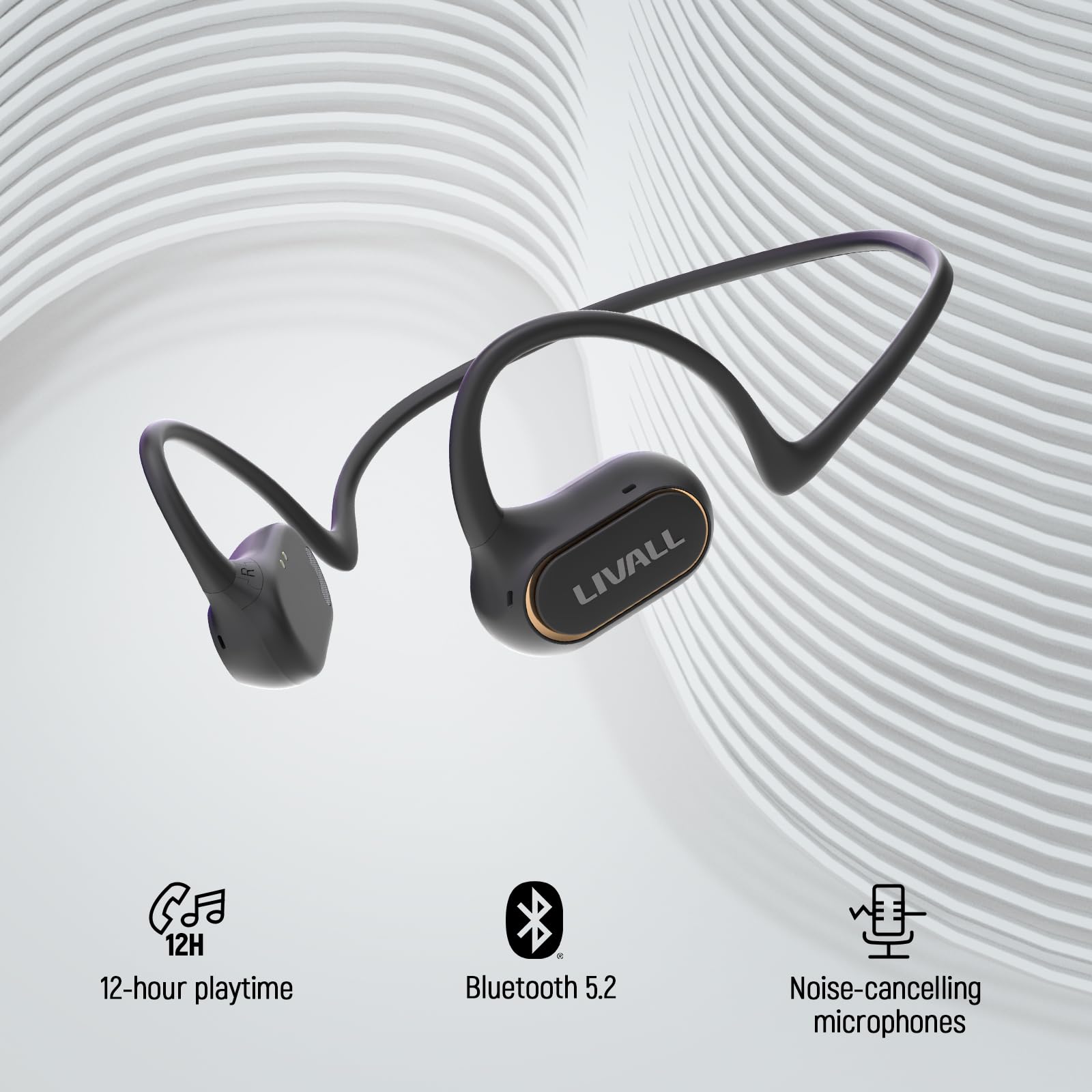 Наушники LIVALL LTS21 Open Run Pro Открытые уши Беспроводные Bluetooth 5.2 Спортивные Чёрный, фото №7