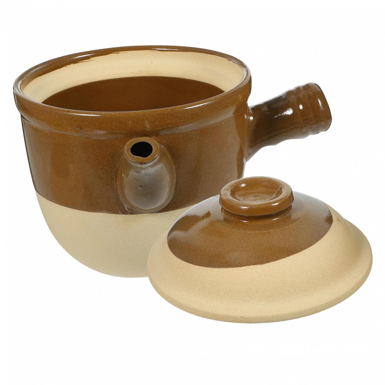 Глиняный горшок Ciieeo с крышкой керамический для супа и риса небольшой, фото №1