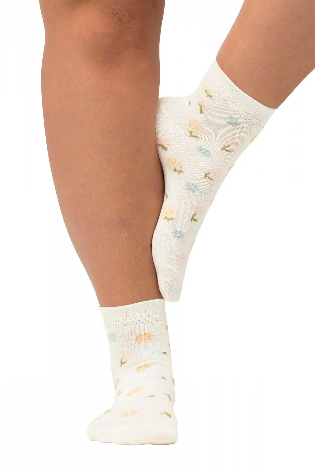 Носки Ulla Popken Женские большого размера, 2 пары, Цветочные, Короткие 825663, фото №1