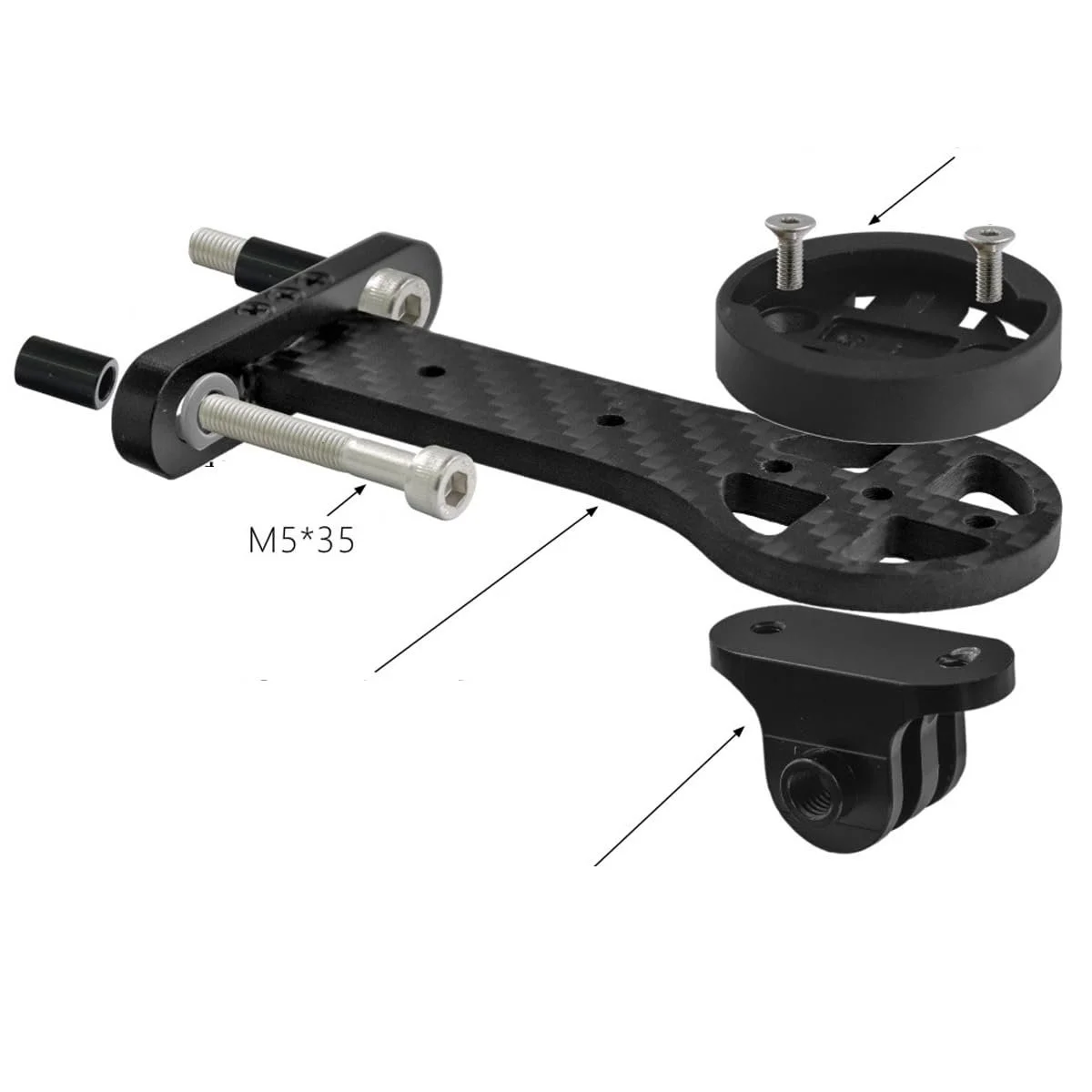 Крепление для велокомпьютера Carbon Fibre Integrated Handlebar Mount для Garmin Edge Bryton G-oPro, фото №3