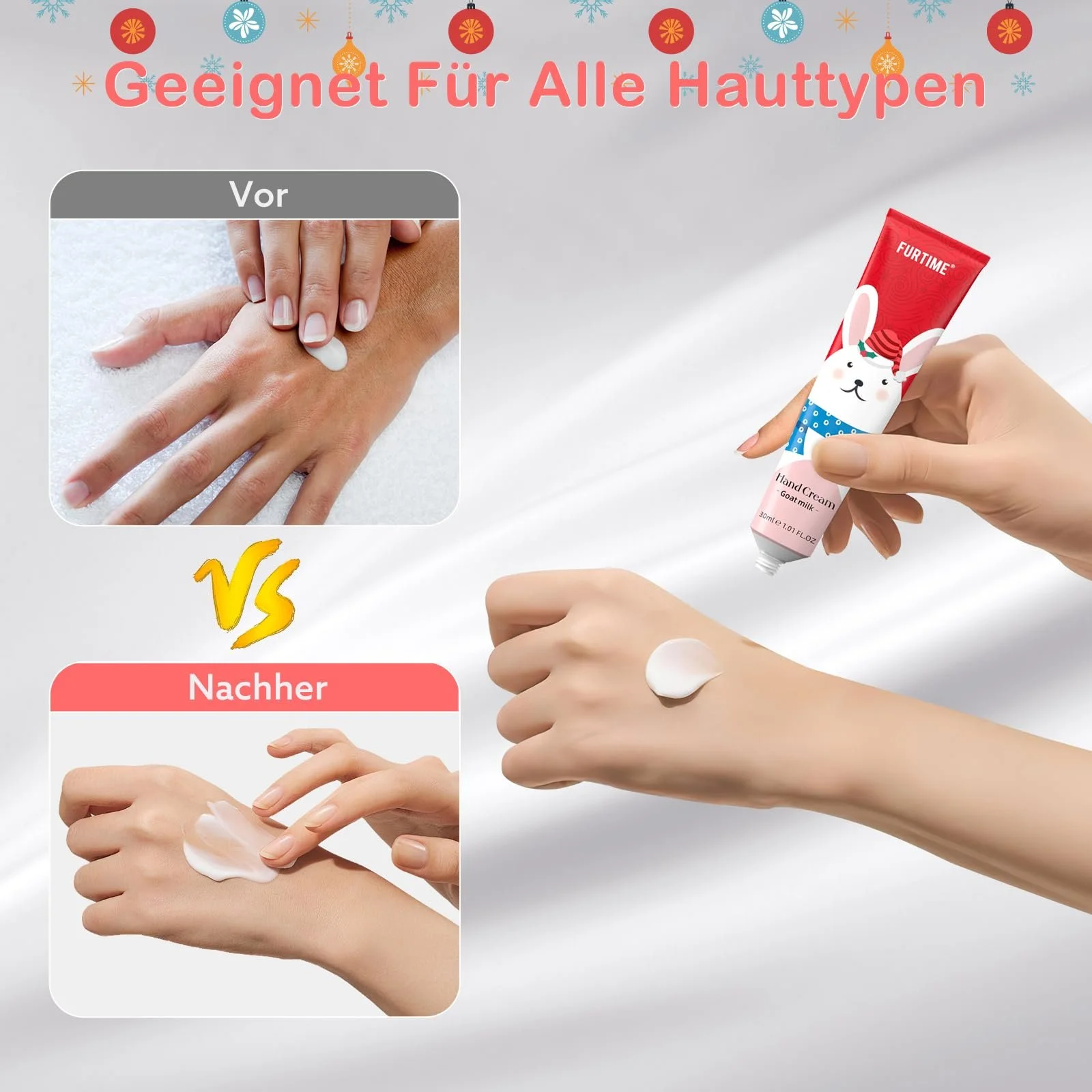 Крем для рук FURTIME Mini Set, 10 шт. Міні-крем для рук різдвяний набір для дуже сухої шкіри, фото №5