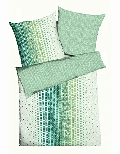 Комплект постільної білизни JACK Kaeppel Elegant Seersucker 2 предмети двосторонній 135 x 200 см зелений градієнт Oxygen Jade Square - Фото 1