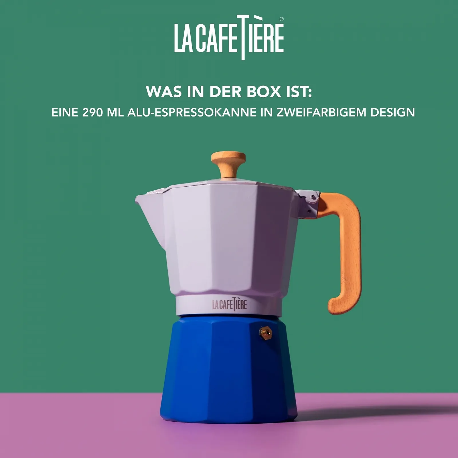 Кавник еспресо La Cafetière 290 мл на 6 чашок - Sky Blue Two Tone, алюміній, фото №3