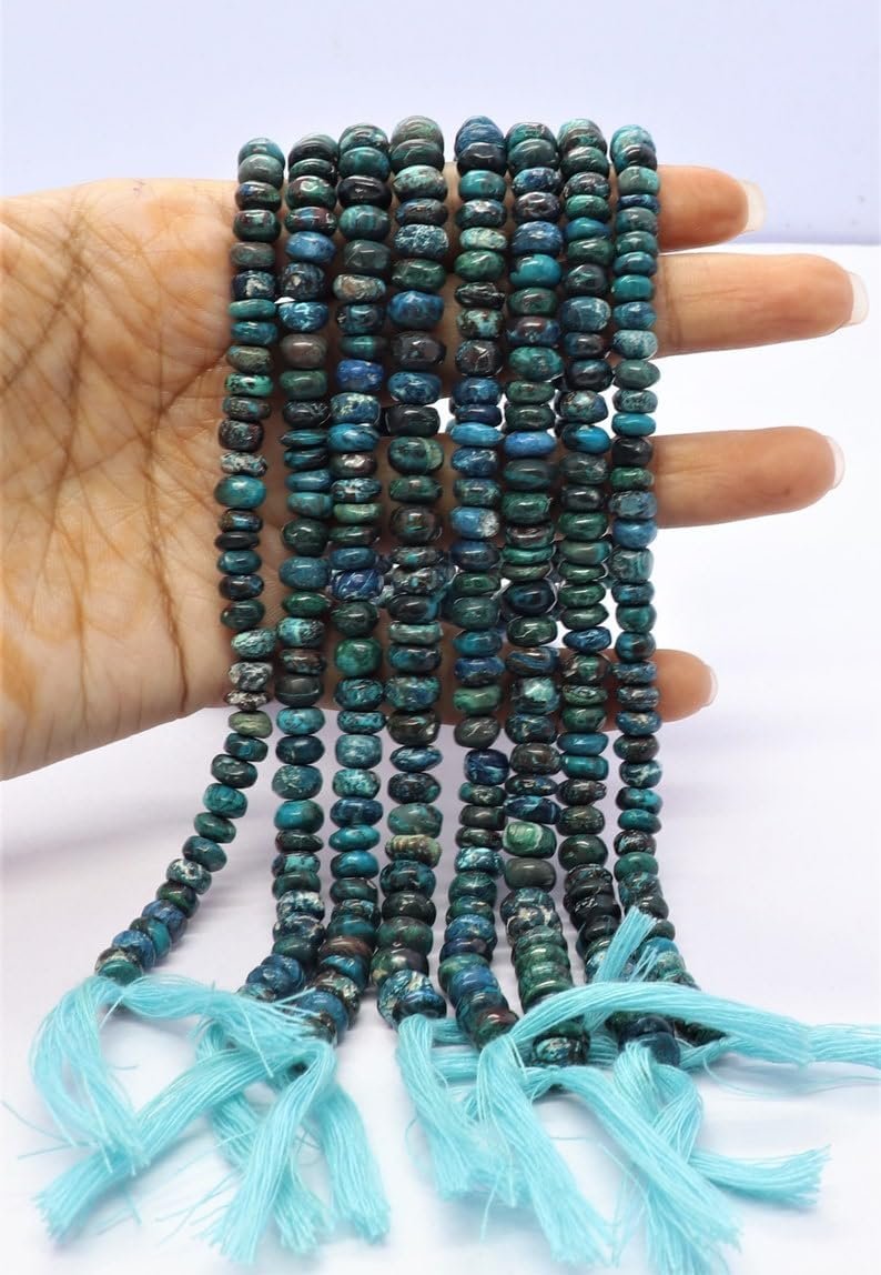 Бусины Хризоколла рондель гладкие 6.5-7 мм, фото №2