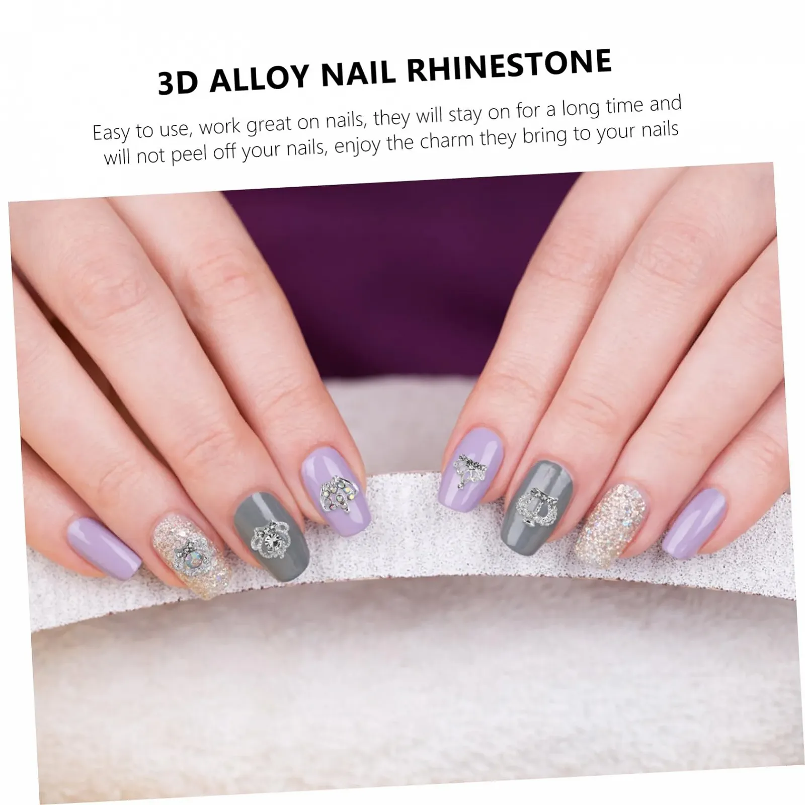 Стразы для ногтей из сплава, набор 100 шт., украшения для ногтей, 3D корона, фото №2