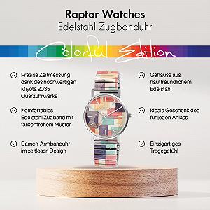 Женские часы Аналоговые Кварцевые Raptor Colourful Edition RA10205, разноцветный, Браслет synthetic.ua - Фото 1