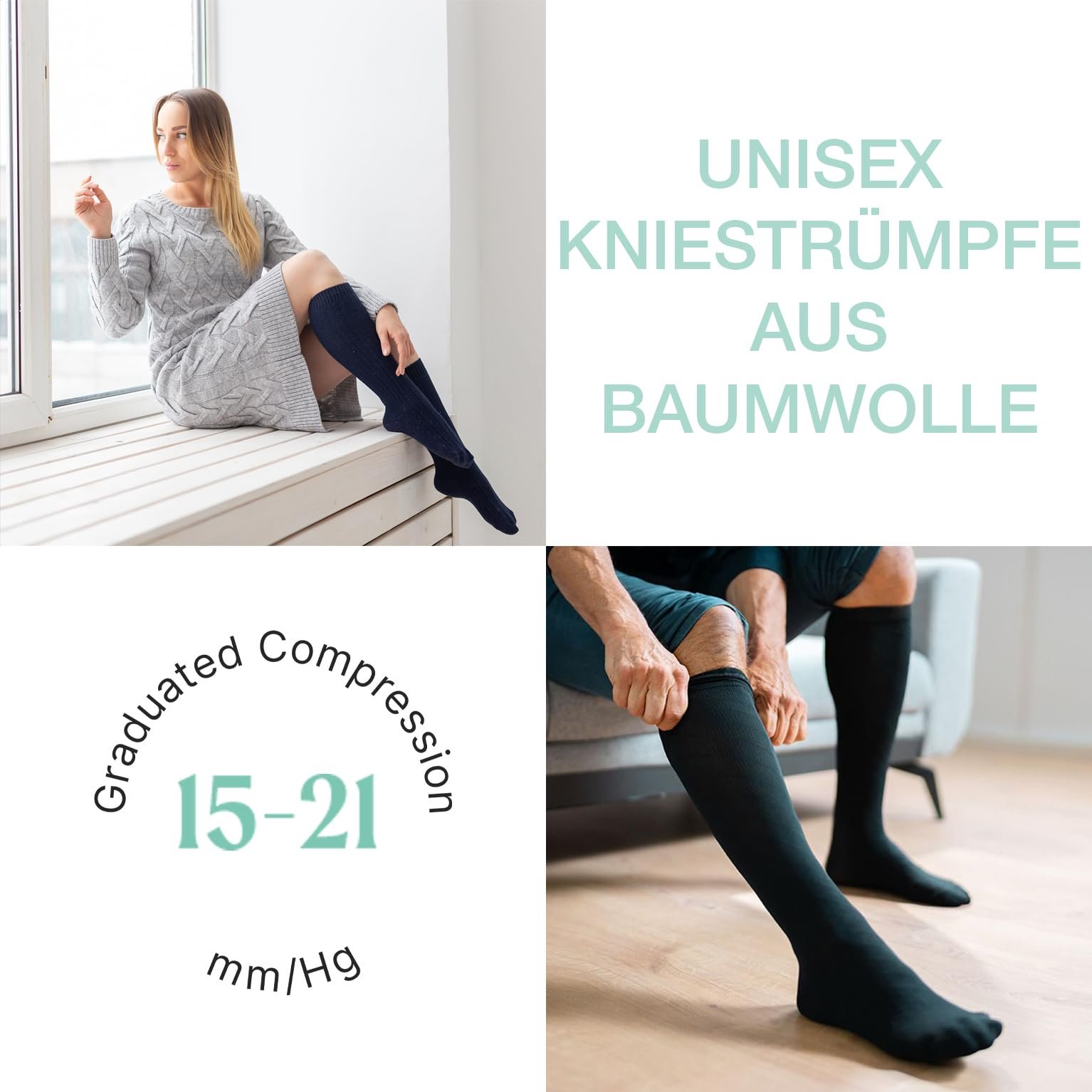 Гольфы Calzitaly Хлопковые с градуированной компрессией Компрессионные медицинские гольфы Черный, Синий, Серый, фото №3